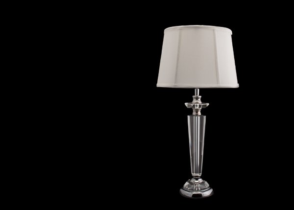 Krystall lampe m/rund "softback" shade. H - 56 cm