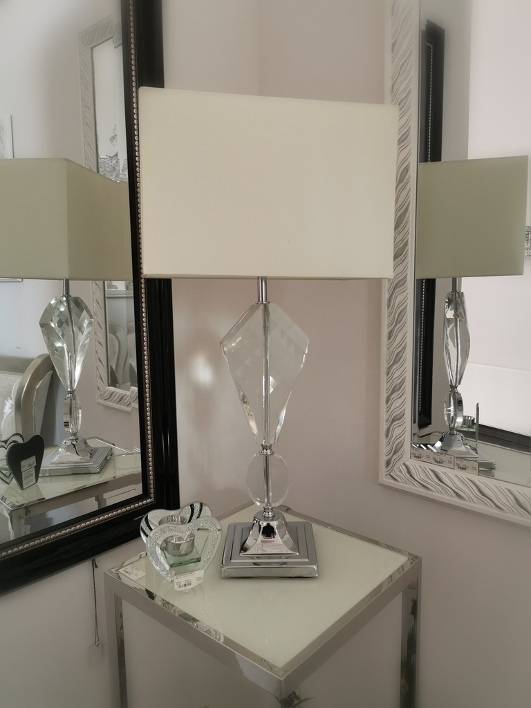 [31257] Krystall lampe m/rekt. skjerm. H - 74 cm. KOMP.