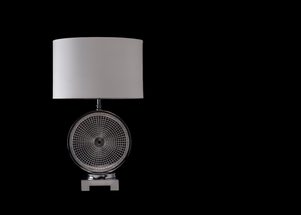 Lampe i sølv m/sølv mosaic, H - 56 cm