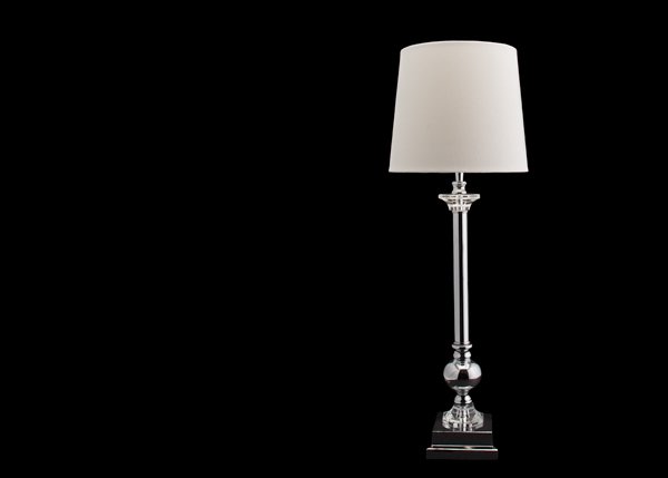 [31329] Lampe i krom og krystall m/rund lys skjerm, H- 67 cm
