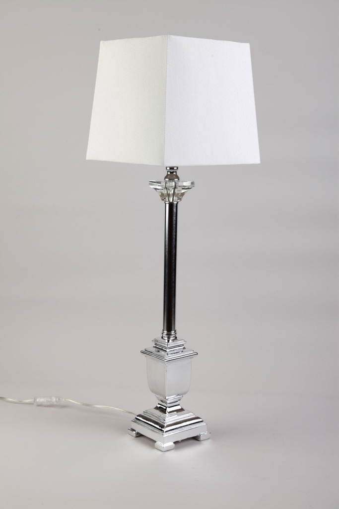 Lampe i sølv m/fikantet lys skjerm, H - 74