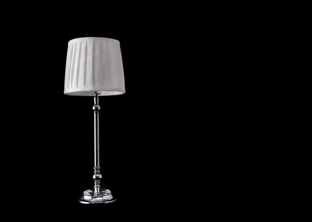 Lampe i krystall og krom, lys folde skjerm, H - 46,5 cm
