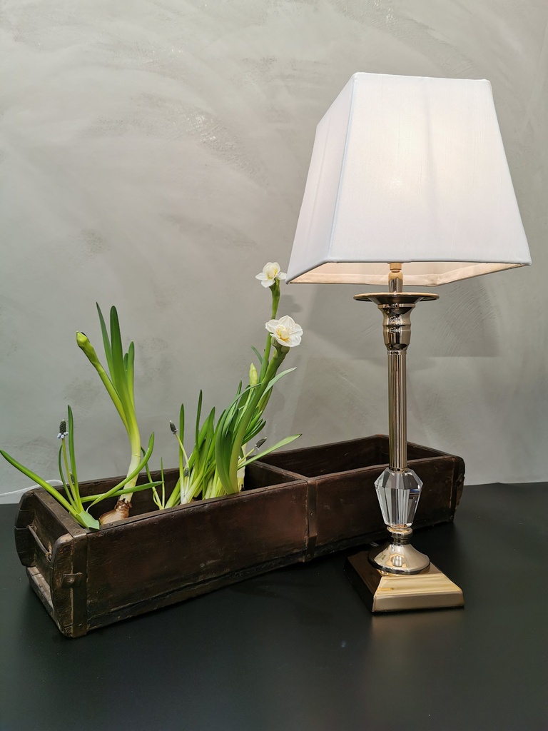 Lampe, "gylden" og krystall, H - 51 cm