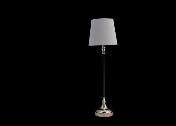 Lampe, "gylden" + svart, m/rund skjerm, H - 58 cm