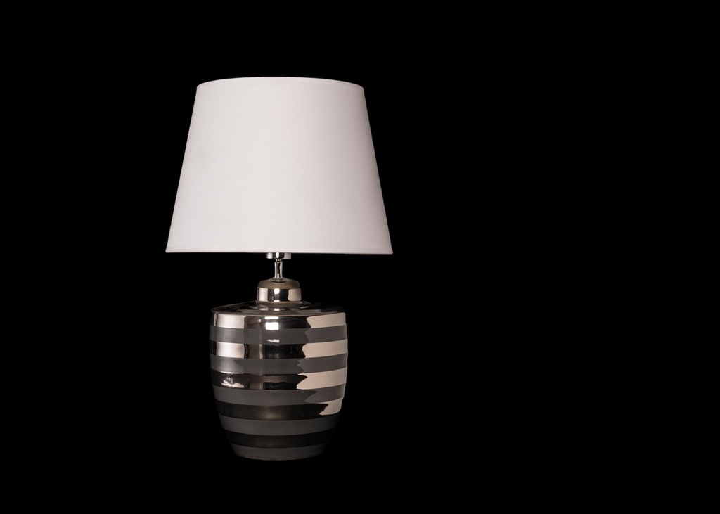 Lampe grå m/sølv stiper, H - 60 cm