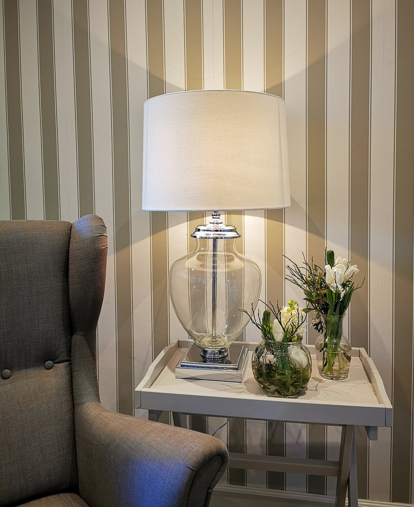 Lampe, glass & krom, H - 73 cm
