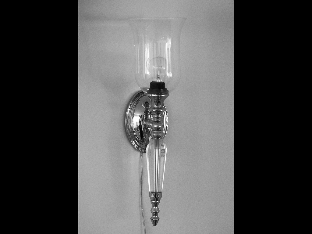 Vegglampe, krystall + krom, H - 56 / dia. 17 cm