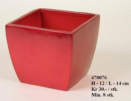 Keramikkpotte rød H-12 Ø-14   