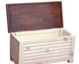 Kistebenk,whitewash m/brunt lokk, 90 x 40 x 45 cm