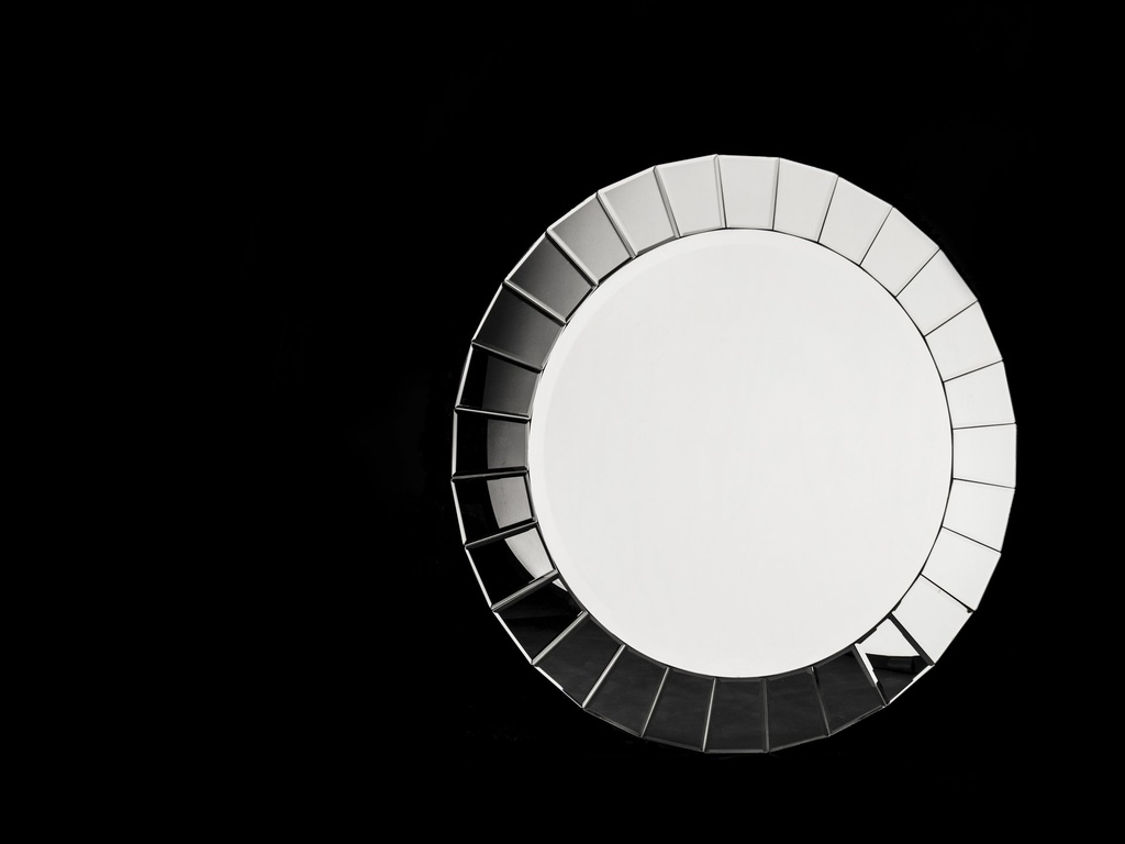 Rundt speil m/speilbrikke ramme, beveled, dia. 100 cm
