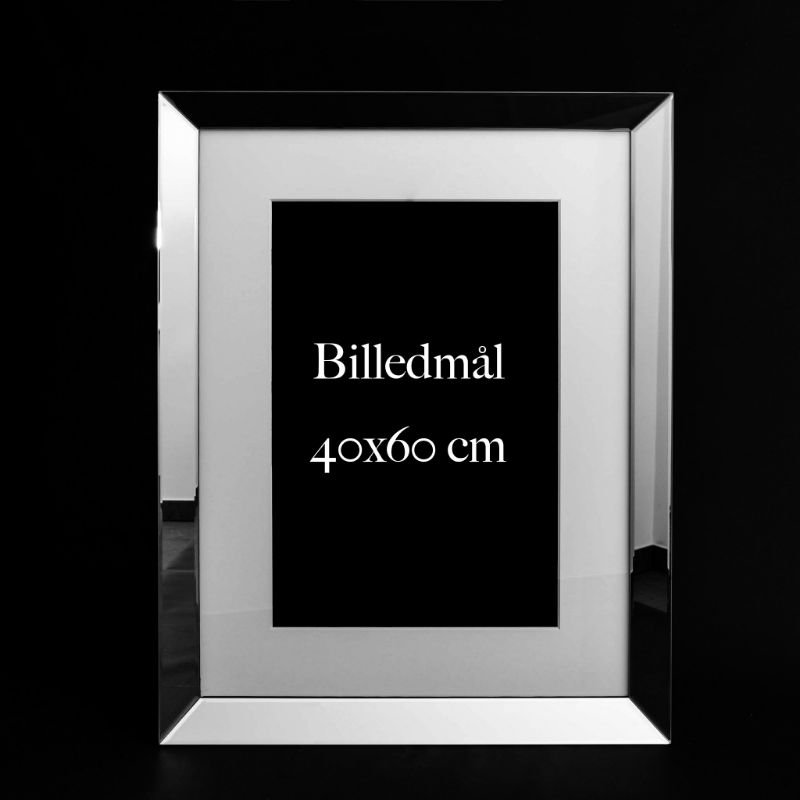 [500428] Fotoramme m/speilramme & hvit passepartout, 68 x 88 x 4,5 cm