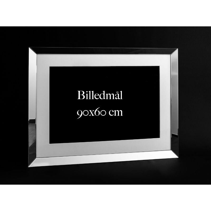 [500430] Fotoramme m/speilramme & hvit passepartout, 88 x 118 x 4,5 cm