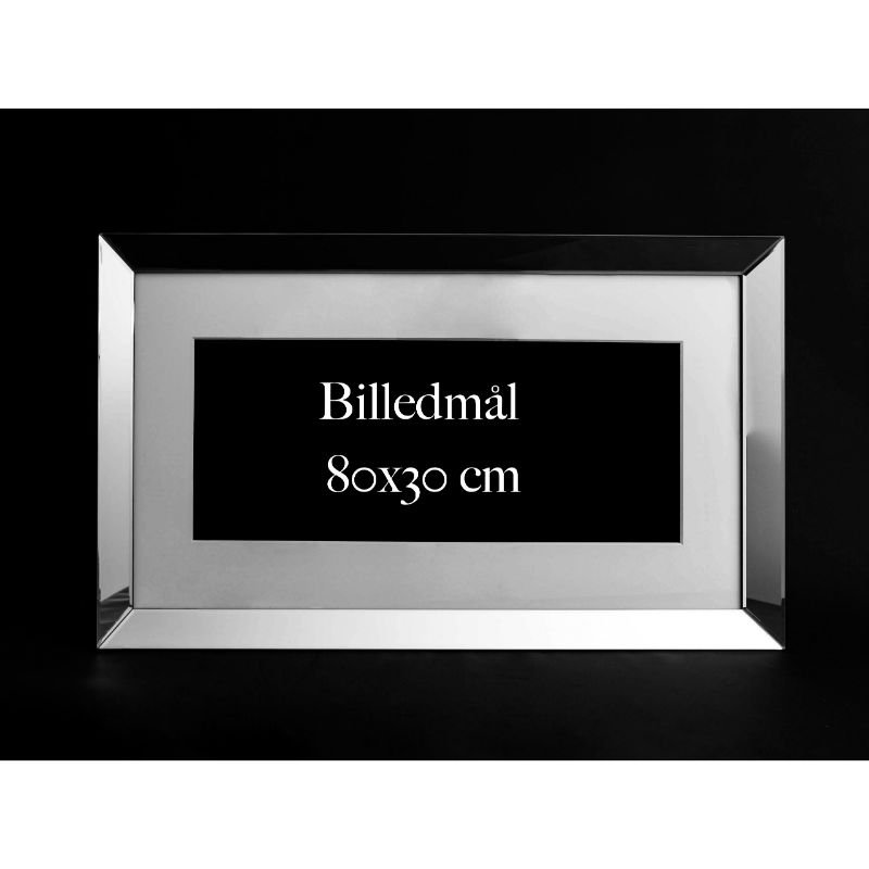 [500431] Fotoramme m/speilramme & hvit passepartout, 58 x 108 x 4,5 cm