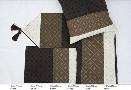 Gardin bomull brun/camel creme/140x220 cm