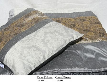 [51056] Sengeteppe sølv/grått/camel 220 x 240 cm