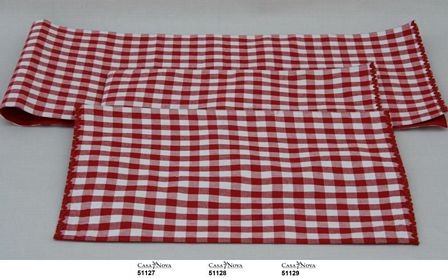Bordløper 33x90 rutete rød/hv.