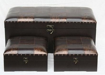 [60109] Kistesett/3 "leatherlook" 81x41x33 cm