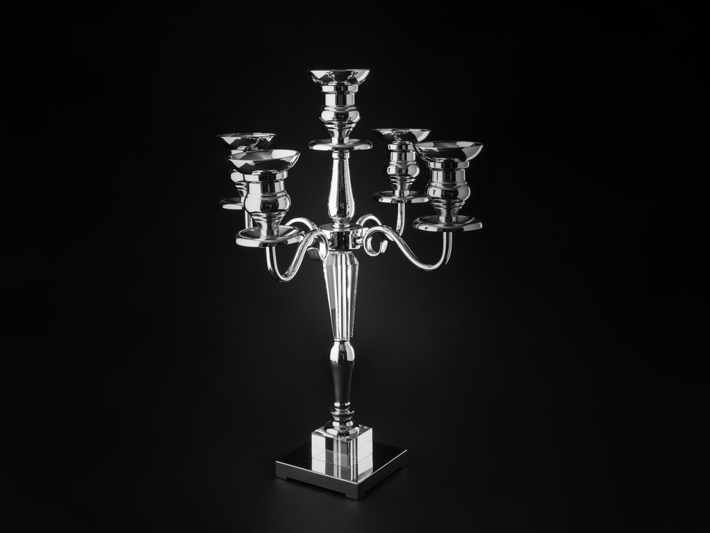 [60296] Kandelaber i krystall og krom, H - 60 cm