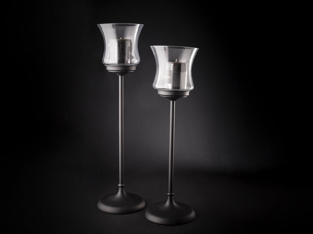 [60322] Lysestake m.glass sv.H58 5 Ø16