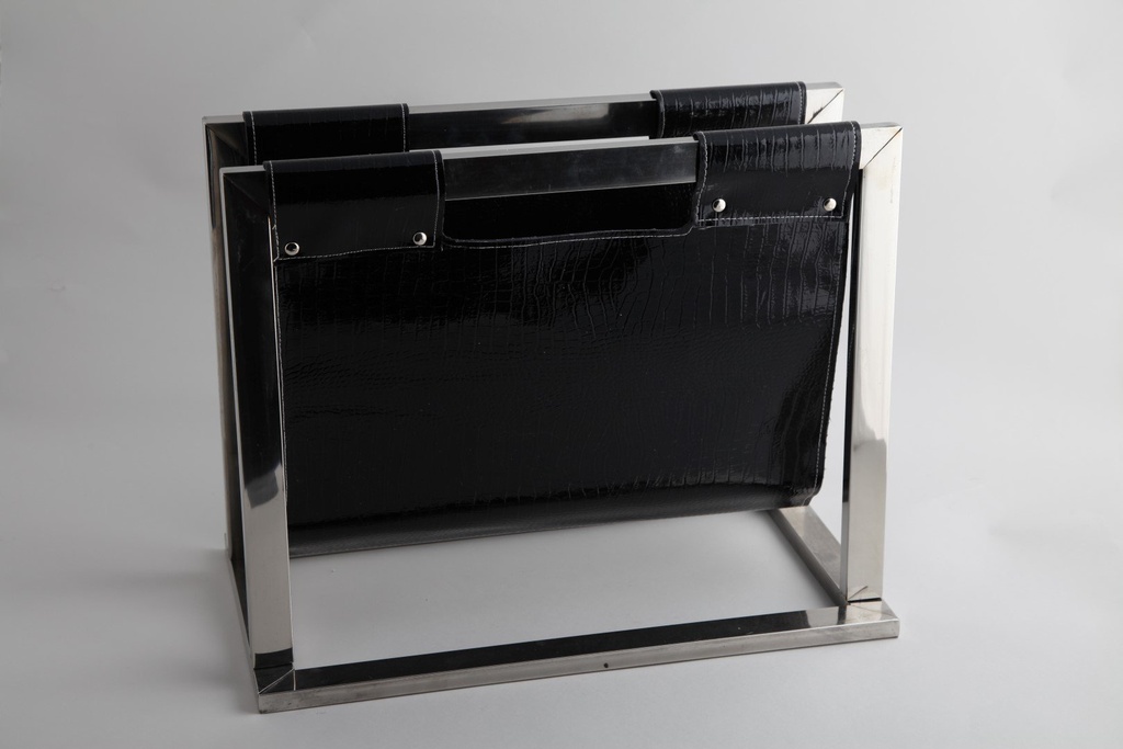 [60386] Aviskorg, enkel, krom & pvc, 41 x 22 x 32 cm