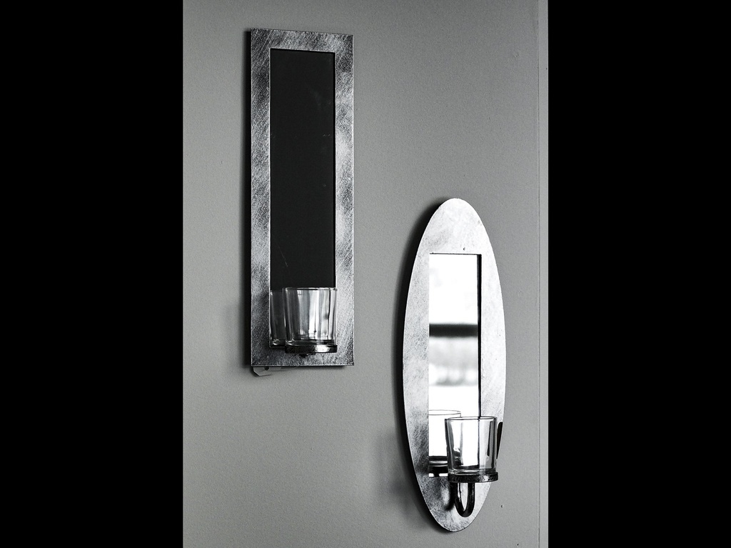 [60519] Veggstake, antikk sølv m/klart glass, H - 36 cm