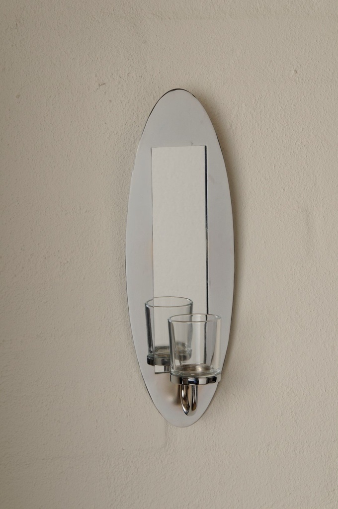 [60520] Veggstake, krom m/klart glass, H - 36 cm