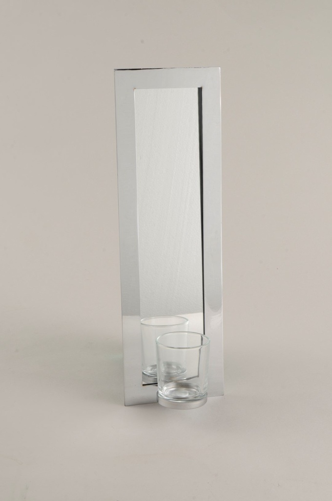 [60522] Veggstake, krom m/klart glass, H - 35 cm