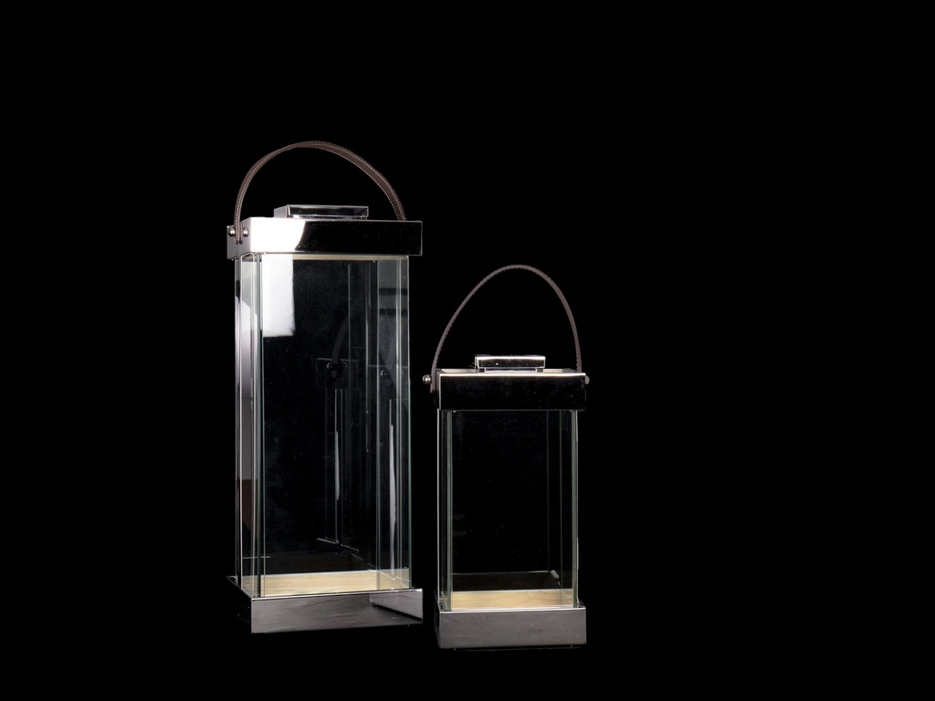 [60550] Lanterne, glass + chrome, 32,5 x 16 x 16 cm