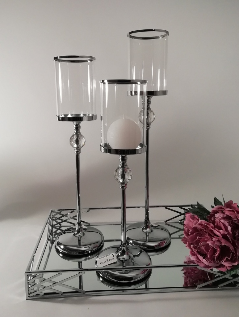 Hurricane m/glass + krystall kule, chrome finish, H - 51 / dia. 16 cm.