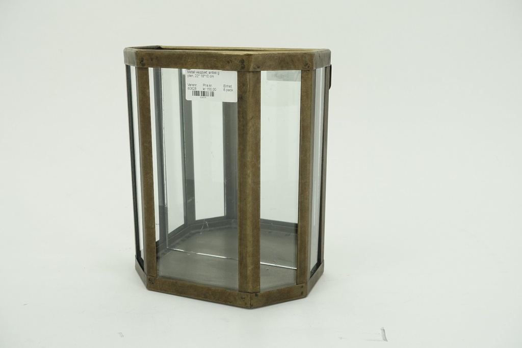 Metall vegglykt, antikk gyllen, 22* 18*10 cm