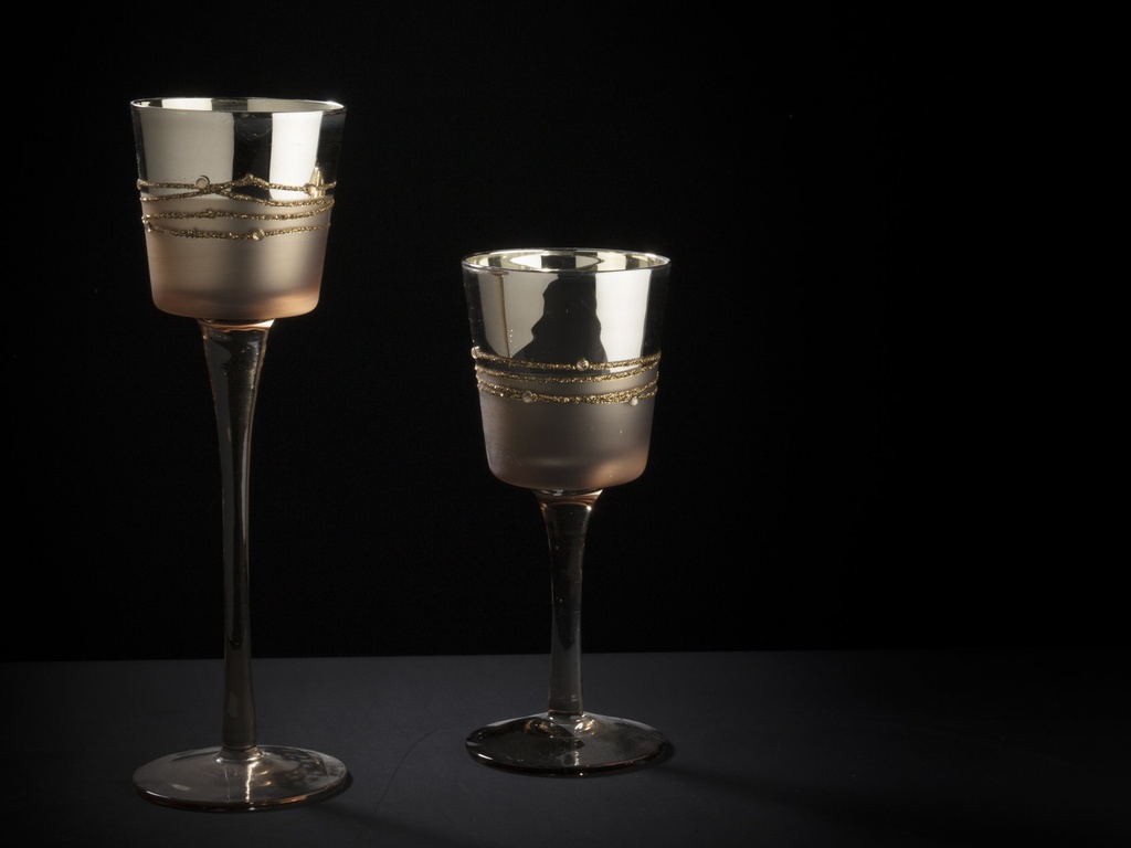 Glasspokal bronze m.perle H-26