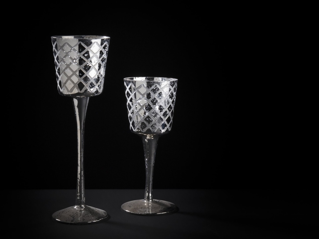 Glasspokal rute sølv H-18     