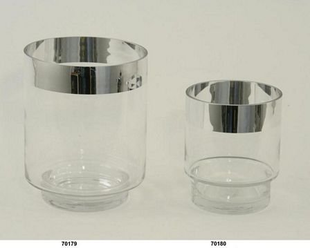Hurricane  klart glass m/sølv dia. 14 / h - 16 5 cm