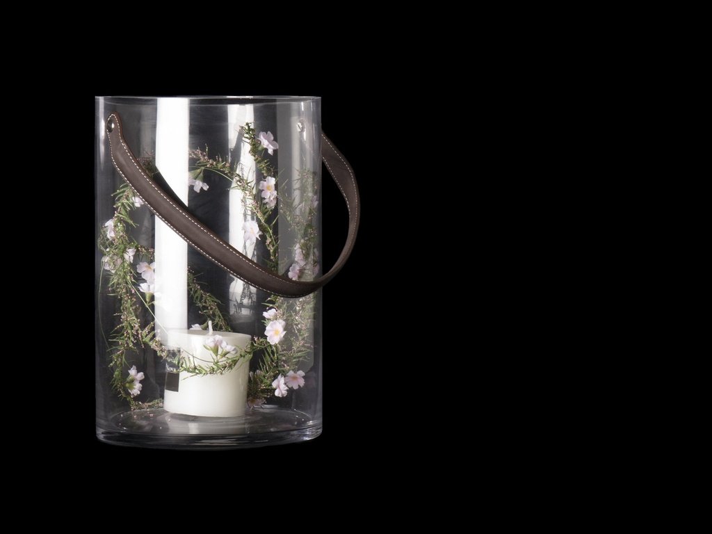 [70284] Hurricance klart glass m/rem, H - 30 / Ø - 20 cm