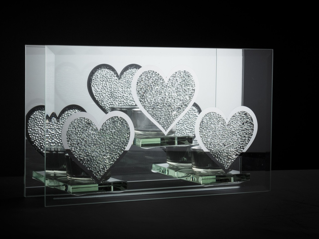 Telysstake m/hjerter, 15 x 25 x 6 cm