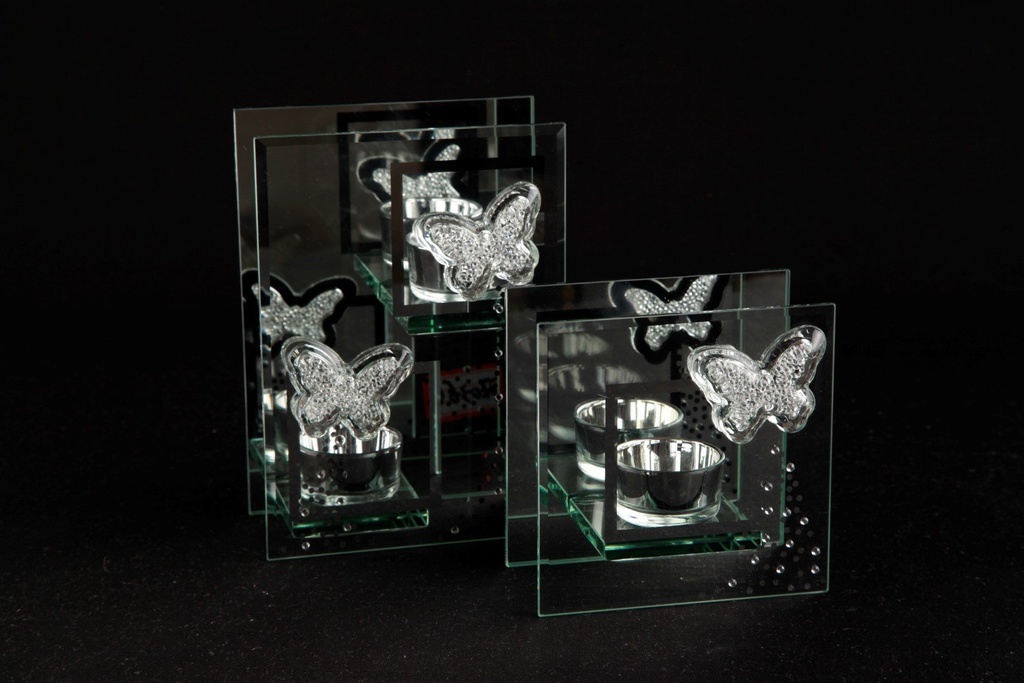 Telysstake m/sommerfugl, 12 x 6,5 x 12 cm