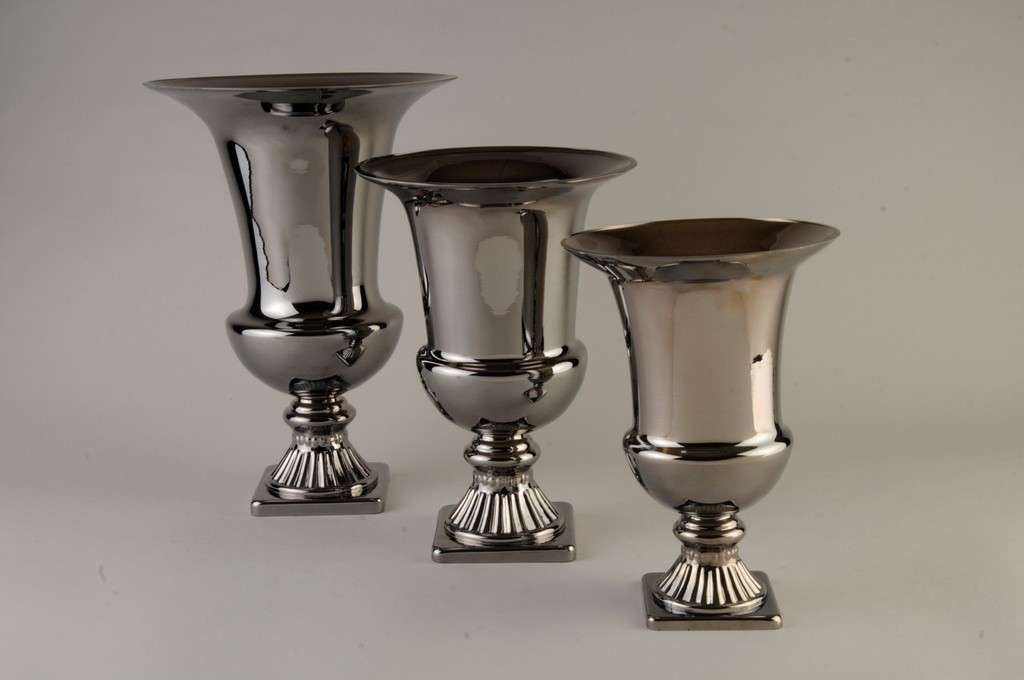 Vase, sølv, Ø - 20 / H - 28 cm