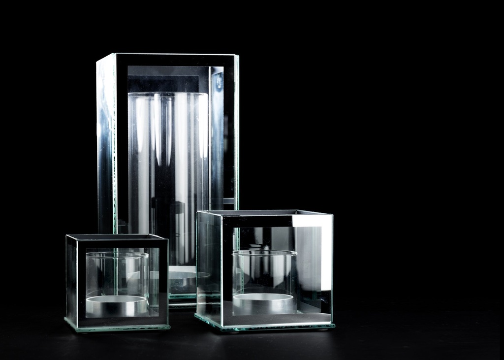 Speilglass lyslykt, 10 x 10 x 10 cm