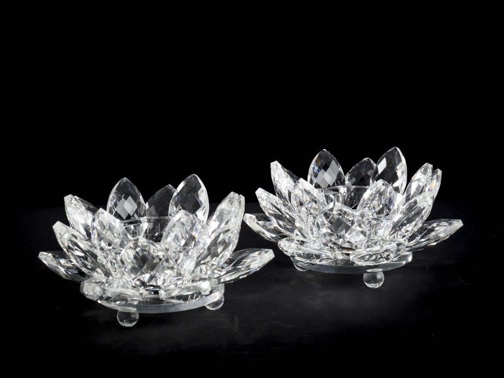 Krystall telysstake, 11,2 x 5,8 cm