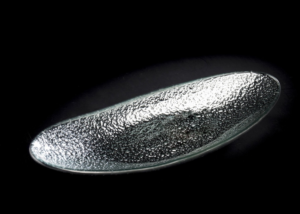 Ovalt fat, sølv, 37,5 x 13,5 x 4,8 cm