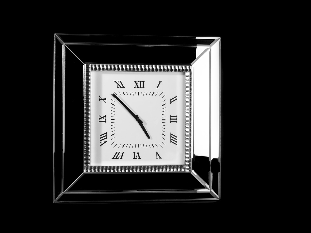 [70492] Klokke, firkantet m/glass dekor, 51 x 51 x 5 cm