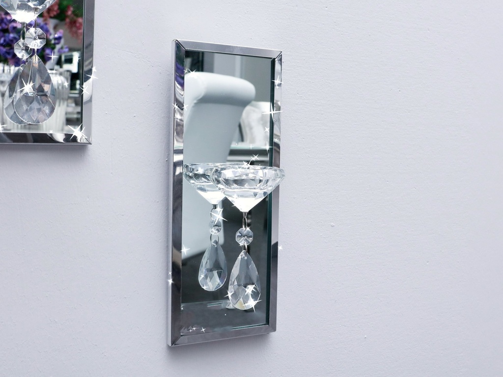 Speil for vegg, 1 telys, 25 x 10 x 6 cm