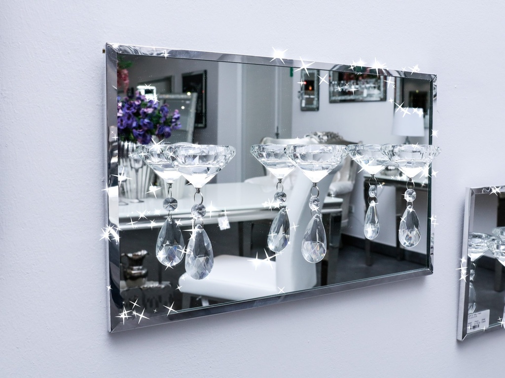 Speil for vegg, 3 telys, 40 x 24,5 x 6 cm