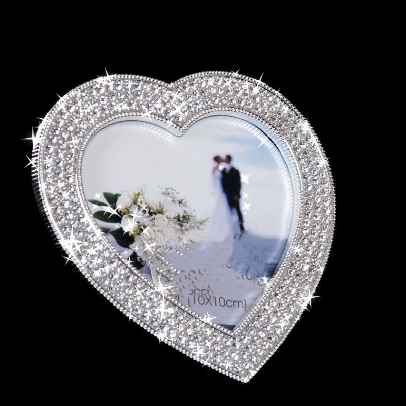 Hjerte foto ramme, chrome + strass, 12,3 x 1,5 x 12 cm / 4" x 4"