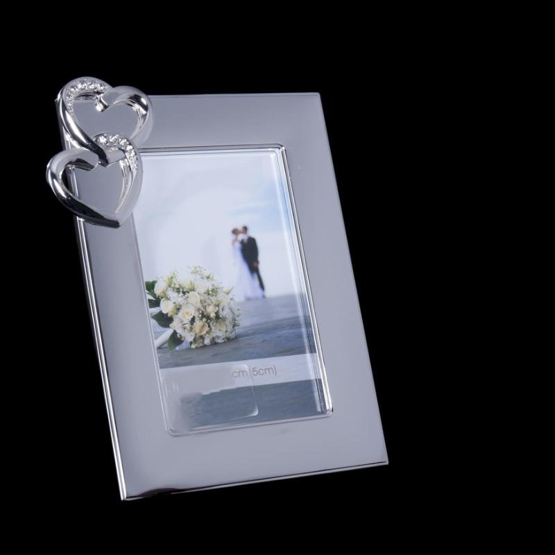 Foto ramme m/doble hjerter, chrome, 15 x 1,5 x 19,5 cm / 4" x 6"