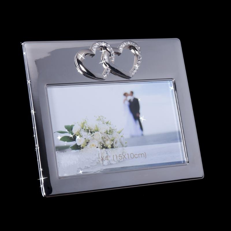 Foto ramme m/doble hjerter, chrome, 18 x 1,5 x 16,5 cm / 6" x 4"