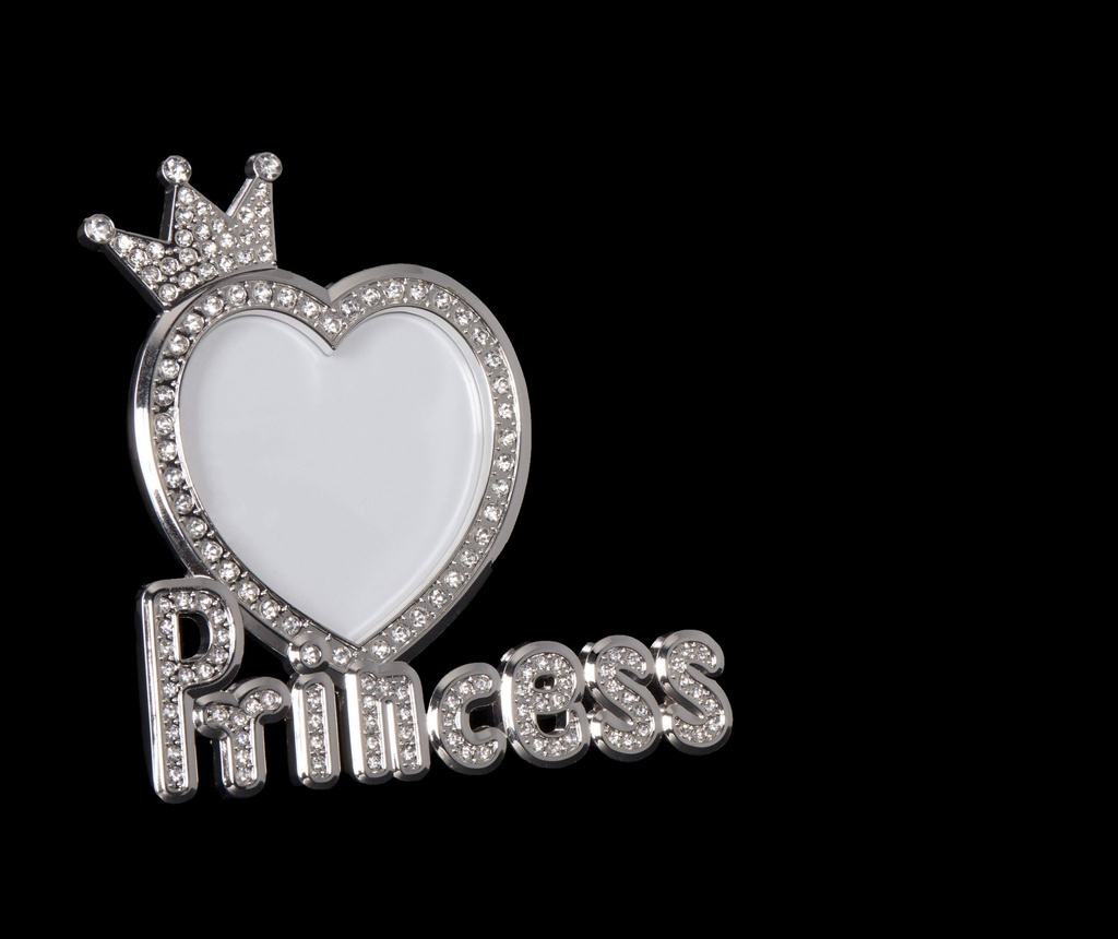 "Prinsesse" foto ramme, strass + chrome, 13,5 x 1,5 x 13,5 cm / 3" x 3,5"