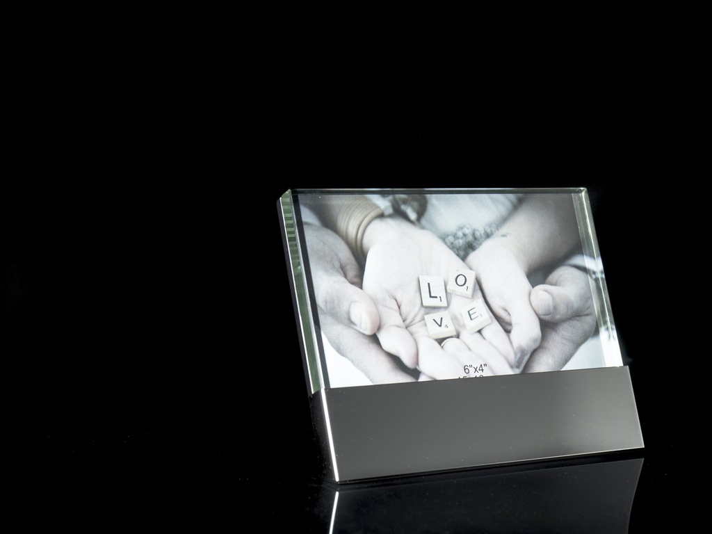 Glass fotoramme + stainless steel, 6" x 4", 15,3 x 12 x 1,4 cm