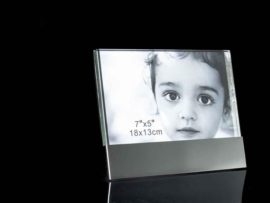 Glass fotoramme + stainless steel, 7" x 5", 17,9 x 14,8 x 1,4 cm