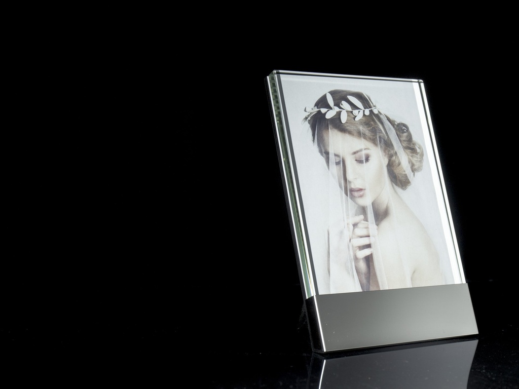 Glass fotoramme + stainless steel, 5" x 7", 19,8 x 13 x 1,4 cm